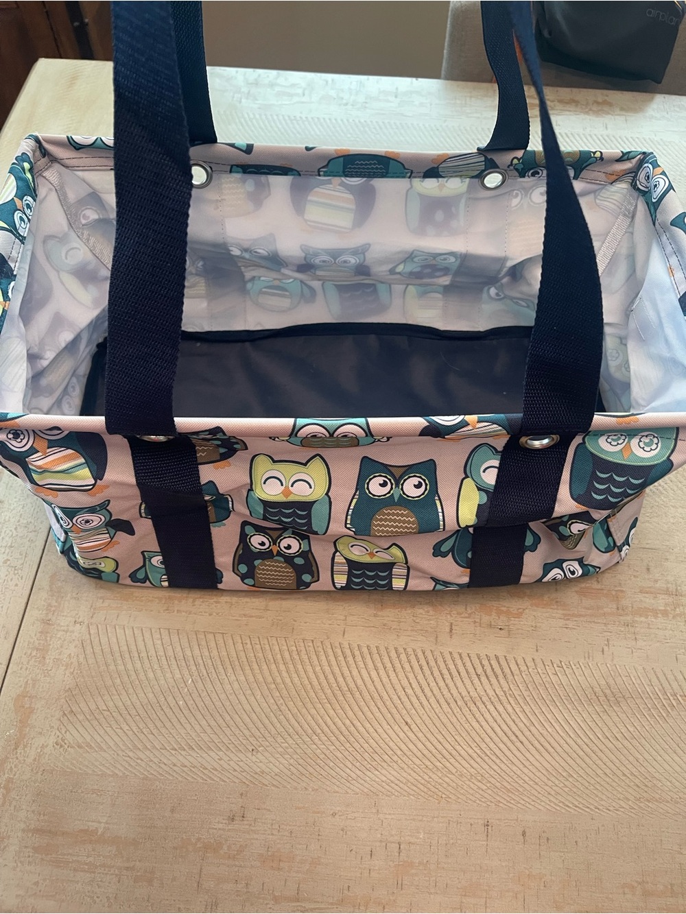 thirty-one Owl Accent Tote in Teal, Navy, Cream
